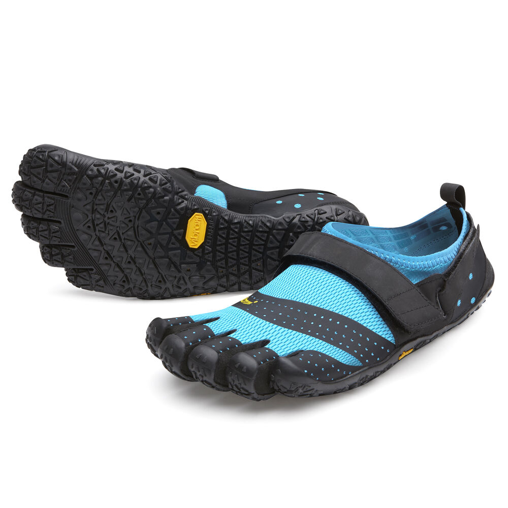 Vibram Fivefingers V-Aqua Womens Water Shoes Black/Light Blue Australia (PDQ189643)